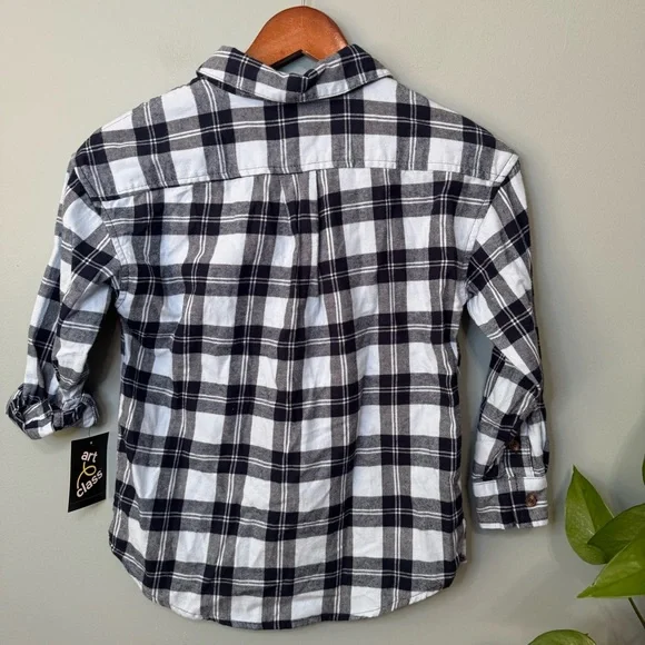 ✨3/$20✨ Art Class Boy’s Blue Plaid  Long Sleeve Button Down Shirt. NWT Small 6/7 - Picture 6 of 11